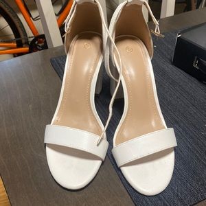 White open toes block heels size 7.5